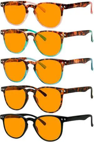Eyekepper 5 Pack Orange Tinted Reading Glasses Blue Light Blocking Readers Computer Eyeglasses +1.00