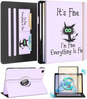 Kidcube for Samsung Galaxy Tab A9 Plus Case 11 Inch - for Women Girls Kid Cute Rotating Stand Folio Cover with Pencil Holder & Card Slot Girly Kawaii Cat Unique Design for Samsung A9 Plus Tablet Cases
