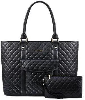 LOVEVOOK Laptop Tote Bag for Women 15.6 Inch,Waterproof Computer Bag for Laptop for Womens,Quilted Travel Work Tote Bags for Women,Stylish Laptop Bag Purse with Luggage Sleeve for Teacher,Nurse,Office