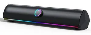 KASOHQEE Computer Speakers,[Upgraded] 2600mAh RGB PC Soundbar,Bass Boost,HiFi Stereo Bluetooth PC Speakers with Touch Buttons for Laptops,Phone,Great for Gamers,Families,Professionals
