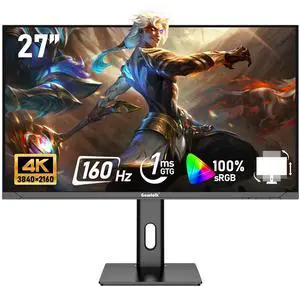 Gawfolk 27 inch IPS PC Screen, 4K Gaming Monitor 160Hz, 1ms, FreeSync, 100% sRGB, 178° Wide Viewing Angle, HDMI 2.1, DisplayPort,Height-Adjustable and Swivel,75 * 75MM Wall Mount Compatible - Black