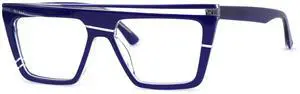 VOOGLAM Square Women's Non-Prescription Glasses with HD Clear Lenses in Blue Acetate Frame