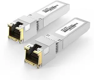 10Gb SFP+ to RJ-45 Module Transceiver 98Ft (30m), 10 Gigabit SFP+ Copper Ethernet CAT6a Transceivers Compatible with 5Gb/ 2.5Gb/ 1Gb, NOT Compatible with Brand HP, Dell, Aruba, H3C [2-Pack]