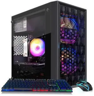 STGAubron Gaming PC Computer Desktop, AMD Ryzen 5 5500 up to 4.2GHz, GeForce RTX 3050 6G, 16G DDR4, 512G SSD, WiFi 6 5G & BT 5.2, RGB Fan x2, Windows 11 Home