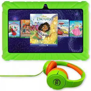 Contixo Kids Tablet Bundle - 7-inch IPS, Pre-Loaded Exclusive 50 Disney Storybooks (Value $200), Learning Tablet for Ages 3~12, Parental Controls & Kid Safe, w/Ear Headphones & Tablets - Green