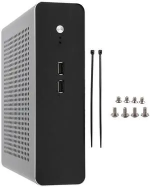 Heayzoki Mini ITX PC Case, Ultra Thin Aluminum HTPC Chassis for 170x170mm Motherboard, Supports 4x4010 Fans and DC ATX PSU, Wall Mountable (2X USB, 2x2.5/1x3.5 HDD)