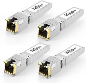 10Gb SFP+ to RJ-45 Module Transceiver 98Ft (30m), 10 Gigabit SFP+ Copper Ethernet CAT6a Transceivers Compatible with 5Gb/ 2.5Gb/ 1Gb, NOT Compatible with Brand Dell, Aruba, HP, H3C [4-Pack]