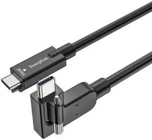 swegltek Right Angle USB 4 Cable 1.6ft, 80Gbps Data Transfer,240W Fast Charging,Dual Screw Locking, Compatible with Video Cameras,Camcorder,Smartphones,Laptop etc
