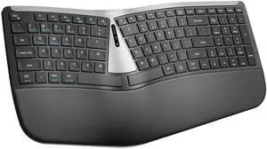 Nulea RT07B Wireless Ergonomic Keyboard - Split Keyboard, Wrist Rest, Natural Typing, Bluetooth and USB Connectivity, USB-C Rechargeable,Compatible with Windows Mac (Silver Black)