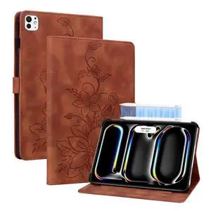 KEFBWAO Case for iPad Pro 13 Inch Case M4 (2024) 7th Gen, Auto Wake/Sleep Supports Pencil Pro and Pencil(USB-C) Magnetic Clasp Stand for iPad Pro 13 Inch Cover, Brown