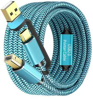 GGMTY Printer Cables 40Feet, USB C/A Printer Cable to USB Nylon Braided [Never Rupture] High-Speed [Plug and Play] Cord for HP, Canon, Epson,Dell, Brother, Yamaha Piano MIDI Controller