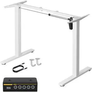 Gamork Electric Standing Desk Frame Height and Length Adjustable Legs for Home Office Ergonomic Stand Up Desk Frame with 220lbs Powerful Motor & 3 Memory Settings (White)