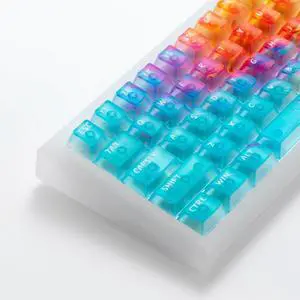 119keys Keyboard Keycaps Shine Through Clear Blue Keycap Set, Cherry Transparent Key Caps for Cherry Gateron Mx Switches Mechanical Keyboard