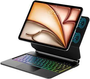 WINCHKING Magic Keyboard for iPad Air 13 inch (M3/M2 2025/2024) & iPad Pro 12.9 inch (3rd,4th,5th,6th Gen) - Upgraded Glass Precision Trackpad, Floating Stand, Backlit Keys, US English - Black