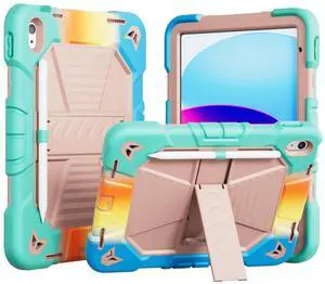 KENKE Shockproof Case for iPad (A16) 11th/10th Generation 11''/10.9-Inch 2025/2022, Sturdy Heavy Duty Military Grade Full-Body Protective Cover with Screen Protector & Hand & Shoulder Strap, Colorful