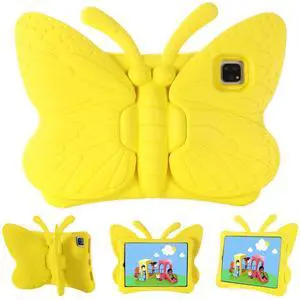 Allytechgroup Kids Case for Apple iPad Pro 11 Inch M4 2024/ iPad Air 11 Inch M3 M2 2025 2024, Cute Butterfly Design EVA Kickstand Lightweight Kids Case Cover for iPad Air 11/ Pro 11 2024,Yellow