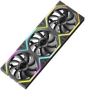 Jungle Leopard Galaxy 120mm PC Case Fan, ARGB and PWM Cooling Fans PC, Axle Core Double Ring CD Pattern Module Computer Fans, Daisy-Chain 5V RGB Fan (Black 3 Pack)