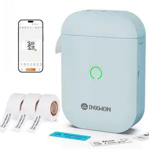 InkWon Label Maker Machine with 3 Tapes, D11s Bluetooth Label Maker Waterproof Labels, Portable Mini Label Printer with Various Templates for Home Office School, Blue