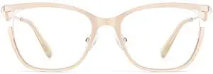 Zeelool Glasses Frames for Women Gold Pearl Eyeglasses with Clear Lens Fashion Metal Butterfly Eyewear Glasses Semi Rim Aria JGM258354-01