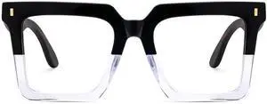 Zeelool Vintage Square Wood Arm Blue Light Blocking Glasses for Men Computer Eyeglasses ZJGX320783-07 Black-crystal