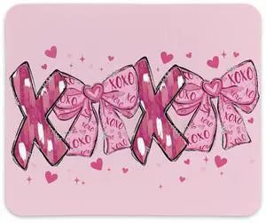 KDHTY Coquette Pink Bow Anniversary Valentine's Decor Mouse Pad,Coquette Christmas Desk Decorations Office Accessories,Valentine's Gifts for Office Dorm Computer Laptop Gaming,9.5x7.9 in