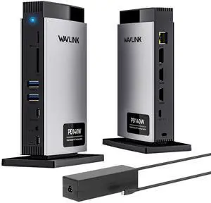WAVLINK Laptop Docking Station 3 Monitors(Max Resolution: Single 8K or Triple 4K), 11-in-1 USB C Docking Station with 125W PD3.1 Pass-Through & Power Adapter, 2*HDMI + DP, for MacBook M1M4 & Windows