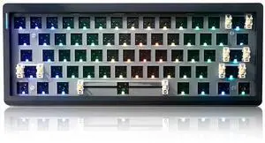ZUOYA GMK61 60% Mechanical Keyboard Kit,Triple Mode BT5.0/ Wired/2.4GHz Wireless Gaming Keyboard RGB Programmable Hot Swap PCB Custom Barebones 61 Keys Gasket-Mounted Compact DIY Kit (Black)