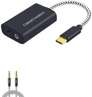 CableCreation USB-C Microphone Adapter Bundle with aux Cable
