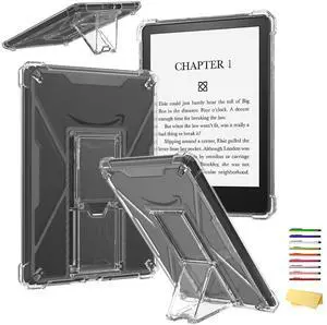 UUcovers Clear Stand Case for 6.8" Kindle Paperwhite (11th Generation-2021) & Kindle Paperwhite Signature Edition with Kickstand [Reinforced Corners] Soft TPU Back Cover Shockproof Bumper, Clear