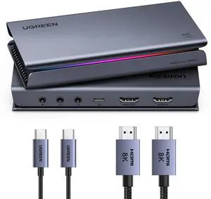 UGREEN 4K 144Hz Video Capture Card HDMI to USB 3.2 Gen 2 with Mic and HDMI 2.1 Loop-Out, with Low Latency for Streaming Game Recording Compatible with Switch 2/Xbox/PS4/PS5/PC/Camera/Mac/OBS/XSplit