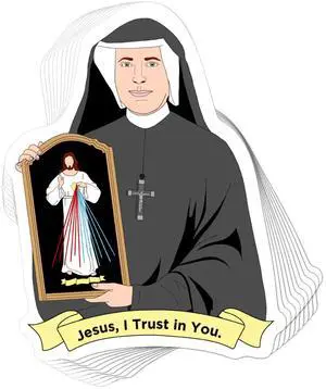 Catholic Concepts | St. Faustina 4 x 2.25 Vinyl Sticker Label Decal Waterproof Cool Accessory for Laptop, Hard Hats, Water Bottles, Scrapbooks, Folders, Cell Phone | 10-Pack