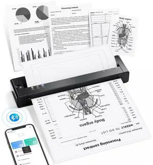 TATTMUSE Portable Printer Wireless for Travel, 2025 Upgraded Inkless Thermal Printers Support 8.5" X 11" US Letter & A4 Size, Mobile Printer Compatible with iPhone Laptop for Home Car Office School
