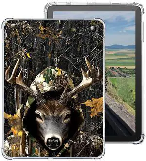 FQSXFIFN for Kindle Fire Max 11 Case, Clear Case for Kindle Fire Max 11 Lightweight Shockproof, Slim Full Protective Bumper for Amazon Fire Max 11 Tablet Cover (Camo Deer)