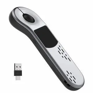GUVOHUT Air Mouse for PC/iOS/Android with Touchpad Bluetooth 2.4G Remote Control for PowerPoint/Keynote/Tiktok/Camera/Kindle App Rechargeable Wireless Presentation for PPT Pointer (Silver)