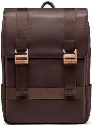 Nordweg Leather Laptop Backpack Dolomites NW101  Full-Grain 15.6 Bag for Work, Travel & School  Stylish, 21L Capacity - Brown