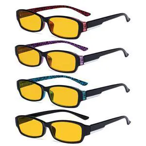 Eyekepper 4-pack Blue Light Blocking Glasses for Women Amber Tinted
