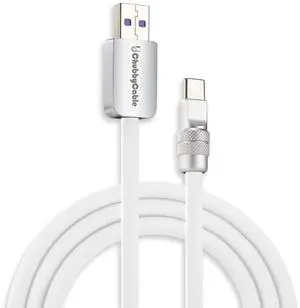 chubbycable Chubby 2.0 Fast Charging Cable Durable Soft Silicone USB C Cable 120W Extra Thick Charger Cord Compatible with iPhone 17-15 Series iPad, White, USB-A to Type-C, 16.4 FT