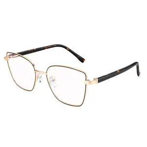 Dollger Blue Light Blocking Glasses for Women Trendy Oversized Computer Eyeglasses Cat Eye Metal Frame bluelight glasses Gold