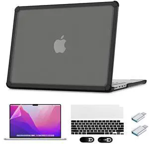 ZEERSIDEND for MacBook Pro 14 inch Case2021-2024 Release M4 M3 M2 Pro/Max Chip A3185 A3401 A3112 A2992 A2918 A2779 A2442 Heavy Duty Sturdy Shockproof Soft TPU Laptop Protective CoverBlack