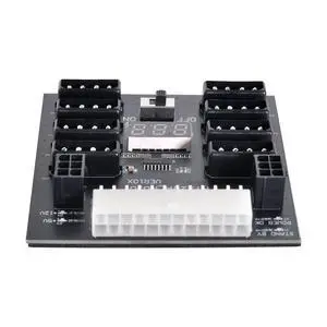 Cablecc ATX PSU Server Power Board 24Pin to IDE 8X 4Pin +2X 6Pin Power Supply Board for CHIA ETH BTC Mining Miner