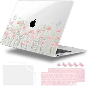 Lepeoac for MacBook Air 13 Inch Case 2020-2018 (A2337 M1 A2179 A1932), Shockproof Hard Shell Cover with Screen Protector, for Retina Display & Touch IDFull Protection for MacBook Air, Floral C322