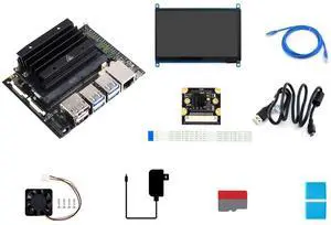 Waveshare Jetson Nano Development/Expansion Kit Alternative Solution of B01-Kit C Includes Jetson-IO-Base-A+Nano Module+Heatsink+7inch LCD+Cables+Adapter+Cooling Fan+Power Adapter+Camera(13 Items)
