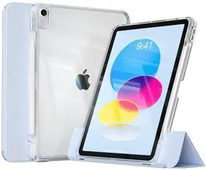 KENKE Hybrid Case for iPad Air 11 Inch M3 2025/M2 2024, iPad Air 5th/4th Generation 2022/2020 10.9 Inch with Pencil Holder, 2 in 1 Detachable Sliding Cover with Hard PC Clear Back Shell, Sky Blue