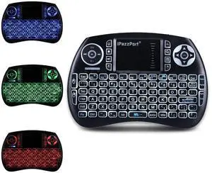 iPazzPort (Upgrade Mini Bluetooth Keyboard with Touchpad Handheld, Backlit Mini Wireless Keyboard with 2.4G USB Dongle for Android TV Box/FireStick/Laptop/PC 21SM