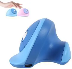 KUYHRF Rechargeable Mini Ergonomic Vertical Mouse - Dual-Mode Wireless & Bluetooth, Silent Operation, Multi-Device Compatible, Perfect for Laptops & Desktops, Great Gift for Family & Friends (Blue)
