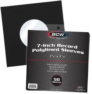 BCW Polylined Black Paper 7 in Square Corner Record Sleeves - 50 ct | Inner Protective Sleeves with Center Hole for Vinyl Records | Acid-Free, Scratch Resistant | Ideal for DJs and Vinyl Collectors