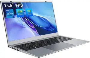 ECOHERO Laptop Computer, 15.6" FHD IPS | Pentium 6500Y | 32GB RAM | 1TB SSD | WiFi 5, BT5.0 | Privacy Shutter  for Office, Media, Home Use, Silver