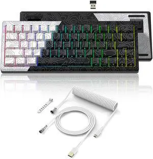 Womier Q61 60% Percent Keyboard with QMK/VIA Topographic Gaming Keyboard Coiled Keyboard Cable