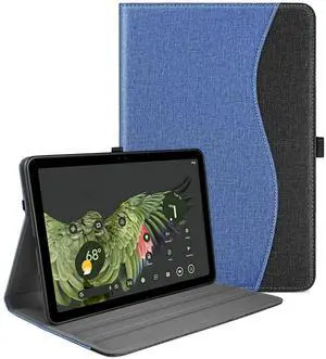 SSS·GRGB Case for Google Pixel Tablet (11-inch, 2023), Multi-Angle Viewing Protective Stand Cover with Pencil Holder & Pocket and Protective Tape, Compatible with Charging Speaker Dock, Navy Blue