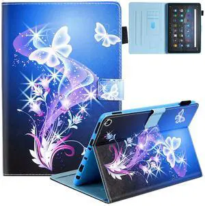 Dteck Case for All-New Fire HD 10 & HD 10 Plus Tablet (2021 Release, 11th Generation) - Slim Multi-Angle Folio Stand Premium PU Leather Protective Smart Cover with Auto Wake Sleep, Twinkle Butterfly